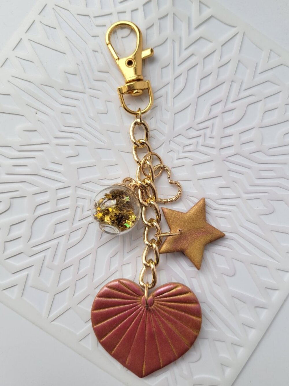 Handmade Heart & Star Keychain / Bag Charm